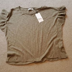 New Zara linen olive green top